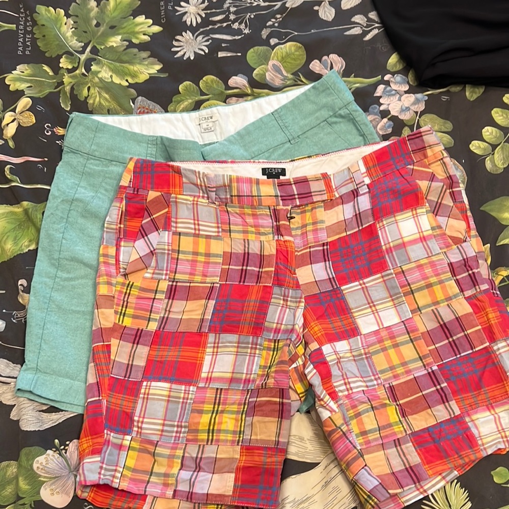 J. Crew -2 pair of shorts (1 mint, 1 pink madras plaid) - Size 12/14